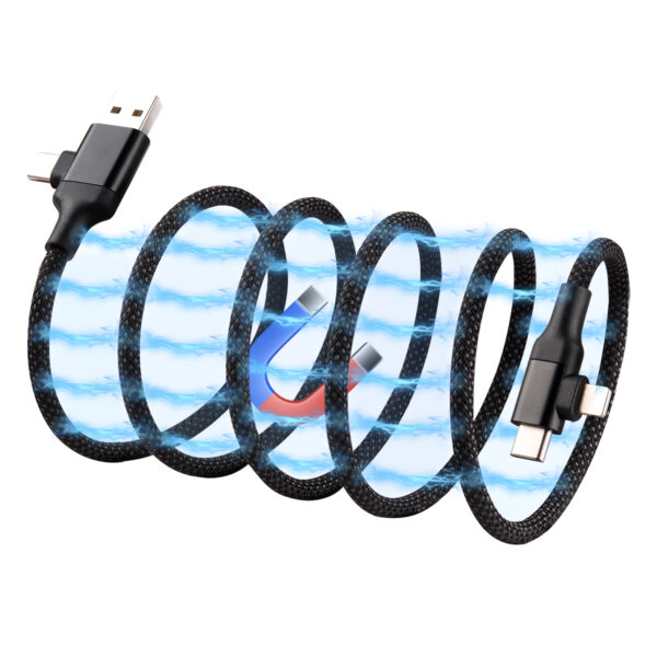 4-in-1 Charging Cable: USB-A/C Input, USB-C + Lightning Output – Durable Macaron Design